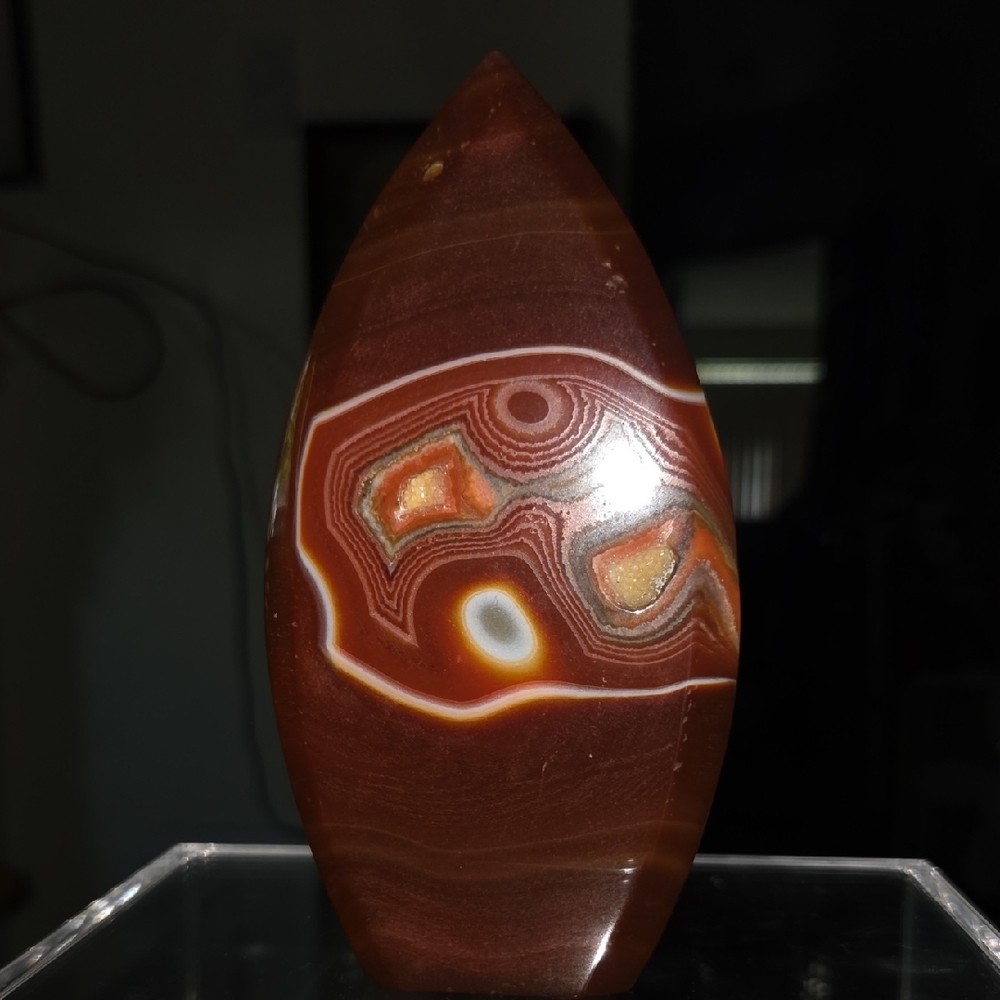 Large Orange Carnelian Druzy Flame Point Standing New